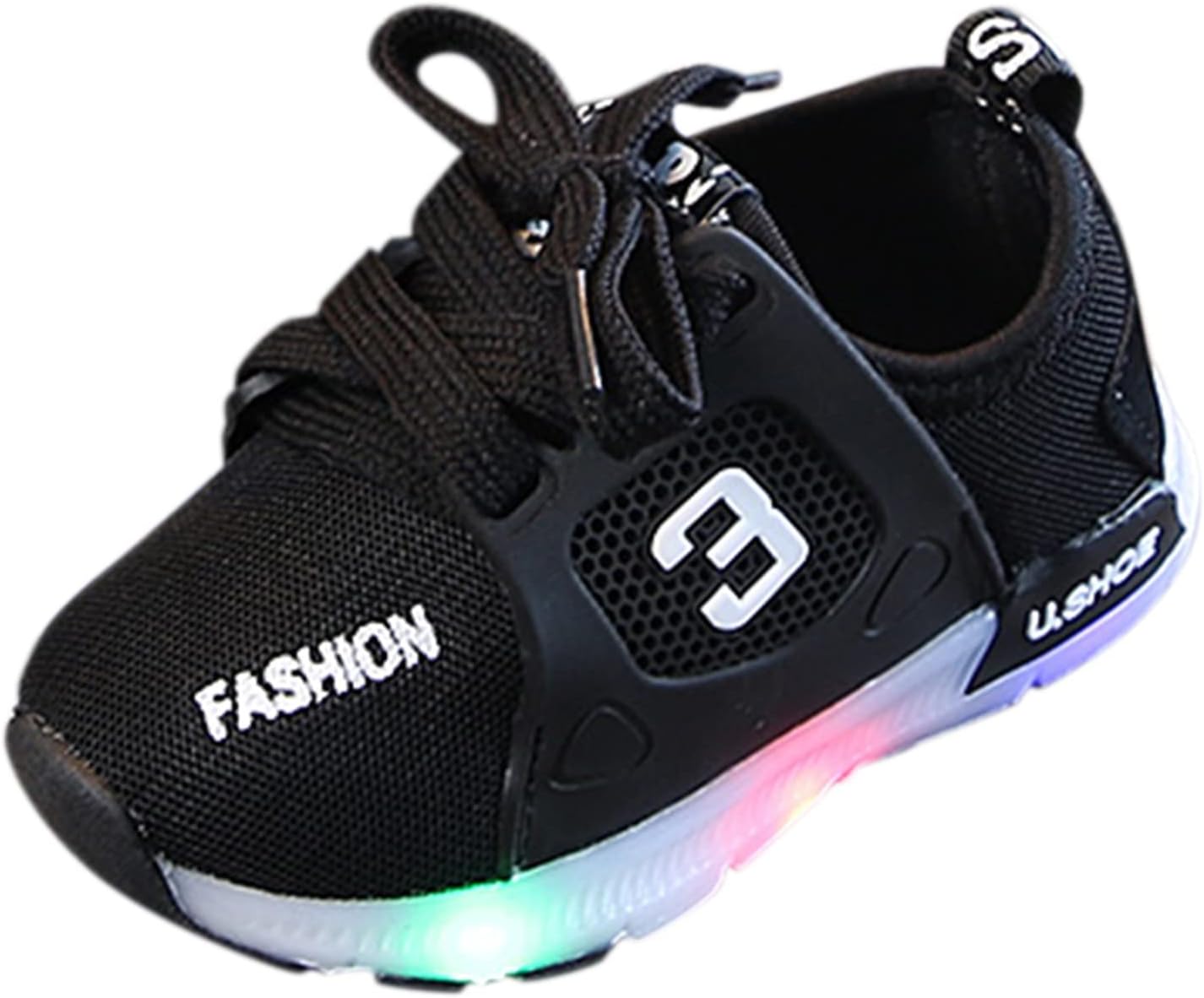 61mxfQoOwbL._AC_SL1500_.jpg Toddler Boys Shoes Cartoon Luminous Sport Sneaker Little Fashion Cute Soft Lighted Athletic Light Up Trainers for Girls Kids Infant Tennis Shoes - Image 1