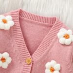LAWKUL Baby Toddler Girl Cardigan Warm Sweater Floral Long Sleeve Jumpers Coats Knitted Clothes - Image 3