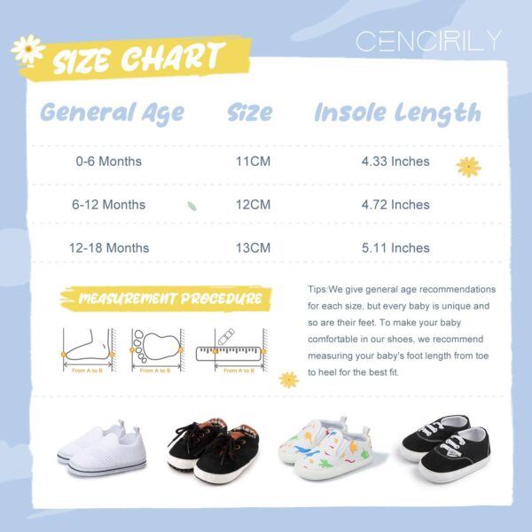 CENCIRILY Baby Boy Girl Sneaker Breathable Lightweight Anti-Slip Soft Sole First Walking Trainer Newborn Crib Shoes for 0-18 Month - Image 6