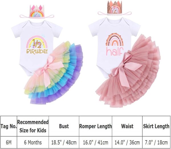 IBTOM CASTLE Cake Smash Outfit 1st Birthday Girl Rainbow Romper + Tutu Skirt Headband 3pcs Set Year Old Two One Crown Dress Photo Shoot Clothes 2 - Image 7