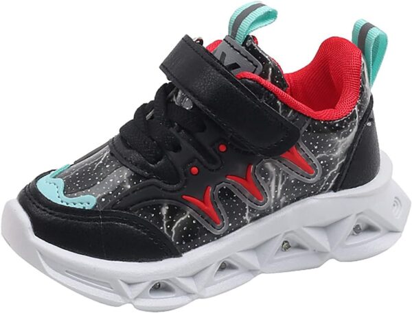 SRTUMEY Toddler LED Walking Sneaker Light up Shoes for Boys Girls Years Birthday Gifts for Kids Baby Adjustable-Strap Athletic Sport Shoes - Image 4