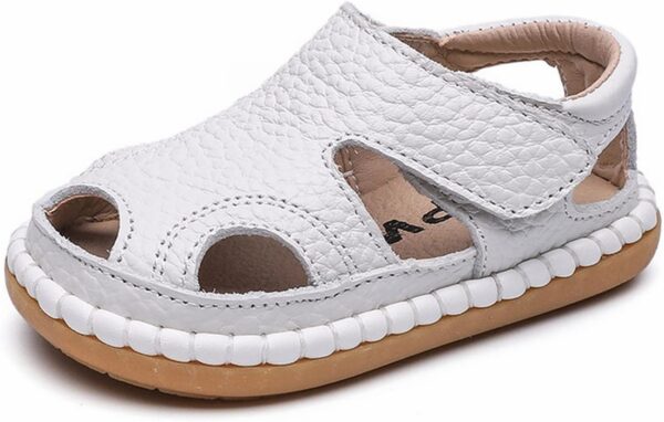 Child Running Shoes Summer Baby Sandals 0 3 Years Old Boy Toddler Shoes Soft Sole Baby Girl Leather Breathable Beach Shoes (White, 5.5 Infant) - Image 7