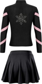 iEFiEL Kids Girls Sports Outfit Stripe Stand Collar Zipper Sweatshirt with Athletic Skirt Sets Dancewear Activewear - Image 4