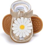 FANSU Summer Baby Sandals, Simple Fower Style Comfortable Toddler Princess Infant Baby Sandals Newborn Shoes for 0-18 Months Anti-Slip Soft Sole Velcro First Walking Shoes (11cm / 3-6 month,Gold) - Image 3