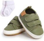 Baby Girls Boys Sneakers Toddler PU Leather First Walking Shoes Anti-Slip Infant Newborn Prewalker Sneakers for 0-18 Months with Sock