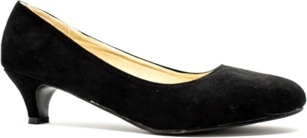 Ladies Womens Low Kitten Heel Work Court Evening Girls Shoes Pumps UK Big Sizes - Image 2