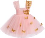 Toddlers Flower Girls Dress Kids Baby A-line Butterflies Decorate Sleeveless Tutu Dress for Princess Party Wedding Birthday Bridesmaid