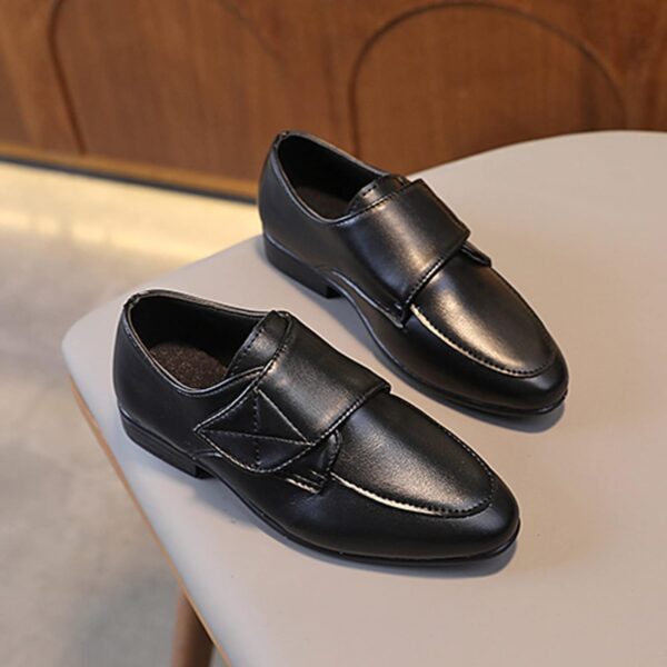 Infant Baby Boys Girls Classic PU Leather Wedding Loafers Toddler 𝐎xford Dress Shoes First Steps Walking Flat Shoe Boys Leather Shoes Pointed Low Heel Solid Color Hook Loop Comfortable Dress Shoes - Image 4