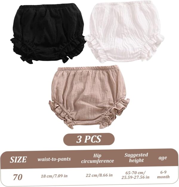 Newborn Baby Girls Boys Pants,3Pcs Shorts Set,Cotton Linen Blend Cute Floral Bloomers,Cute Floral Triangle Baby Girl Bloomers for Toddler Girls - Image 4