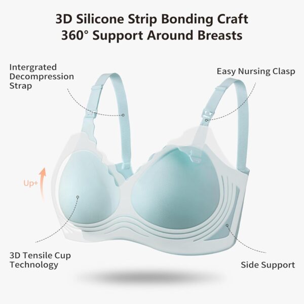 Dresime Nursing Bras for Breastfeeding,Wireless Ultra Comfort Maternity Bra Jelly Strip Support Pregnancy Bralette - Image 3