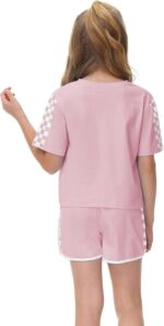 Girls Summer Clothes Kids Outfit Short Sleeve Crop Top ＋ Plaid Shorts Set Kids Sports Tracksuit - Image 4