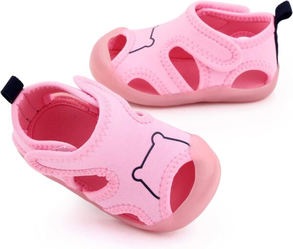 Barefoot Shoes Toddler Sole Flat Soft Walking Girls Bear Sandals Sneaker Rubber Non-Slip Kids Shoes Boy Baby Shoes Slip on Flip Flops for Girls (Pink, 9-12 Months) - Image 4