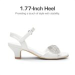 DREAM PAIRS Girls Sandals Ankle Strap Square Toe Low Heel Crysta Shell Wedding Party Flower Dress Shoes - Image 3