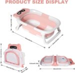 LiveGo Collapsible Baby Bathtub, Foldable Infant Tub for Newborn to Toddler (0-36 Months), Real-Time Temperature Monitor, Soft Cushion, Portable, Anti-Slip Feet, Drain Hole for Easy Use (Pink-A) - Image 5