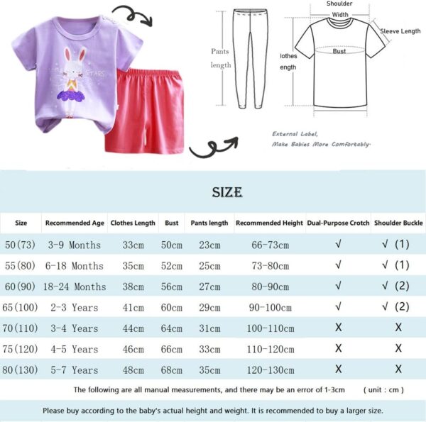 Baby Girls 3-Set Short Sleeve Shorts T-Shirts Half Sleeve, Pack of 6 （with Shoulder Buckle） - Image 3