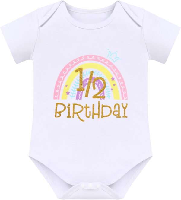 IBTOM CASTLE Cake Smash Outfit 1st Birthday Girl Rainbow Romper + Tutu Skirt Headband 3pcs Set Year Old Two One Crown Dress Photo Shoot Clothes 2 - Image 3