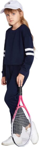 Arshiner Girls Tracksuit Set Kids 2 Piece Loungewear Activewear Outfits Girls Crop Tops Hoodies Long Sleeve Fashion Sweatshirts and Sweatpants 5-13 Years - Image 4