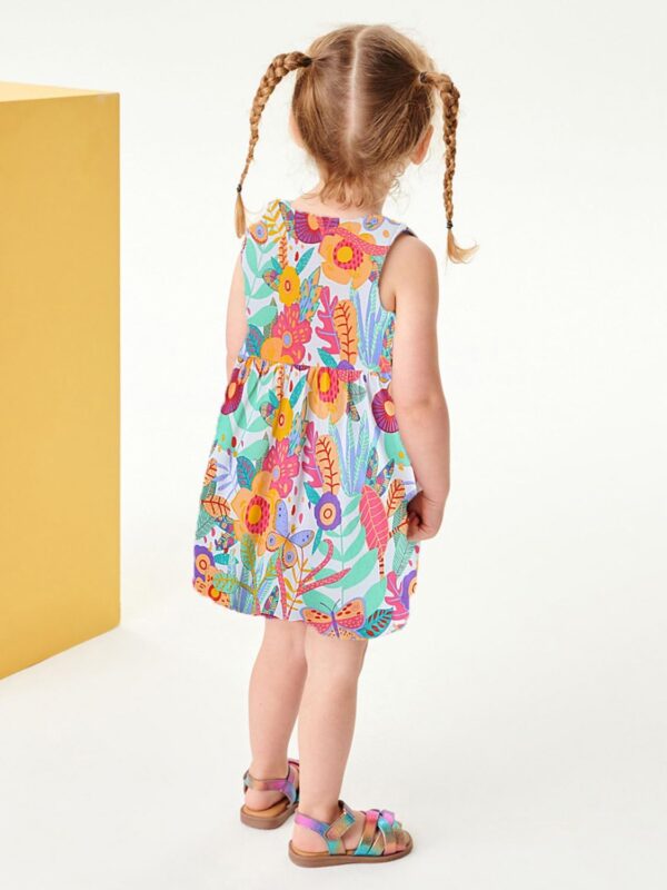TCWWBB Girls Summer Dresses Unicorn Butterfly Floral Rainbow Casual Dress Cotton Shirt Cartoon Short Sleeve Sleeveless Dress for Kids Age 1-7 Years Old - Image 3