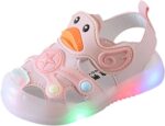 SHOBDW Boys Shoes, Toddler Kids Baby Boys Summer Shoes with Flashing Lights Sandals Cute Cartoon (5-5.5 Years, Coffee)