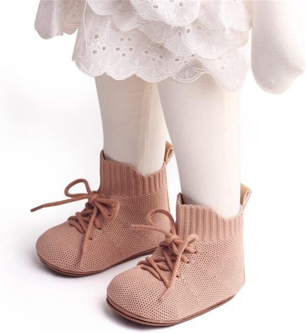 Baby Boys Girls Lace Up Mesh Sneakers Soft Rubber Sole Infant High Top Moccasins Newborn Oxford Loafers Anti-Slip Toddler Wedding Uniform Dress Shoes - Image 3