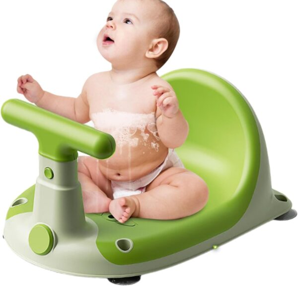 Baby Bath Seat, Nonslip Motorcycle Shaped Toddler Stool, Stable, Comfortable Bathroom Shower Chair for Babies, Secure Design for Easy Bath Time Fun and Safety, 14.57x10.71 Inches - Image 9