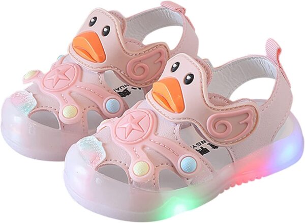 SHOBDW Boys Shoes, Toddler Kids Baby Boys Summer Shoes with Flashing Lights Sandals Cute Cartoon (5-5.5 Years, Coffee) - Image 3