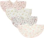 Nishine 4 pcs Unisex Baby Muslin Bandana Drool Bibs 360 Degree Rotatable Cotton Teething Feeding Drooling Bibs for Boy Girl