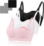 3 Pack Women's Nursing Bra, Night Sleep Nursing Bra Maternity Bra Sleeping Bra with Removable Breast Pads and Extenders Seamless Wire Free Maternity Bra