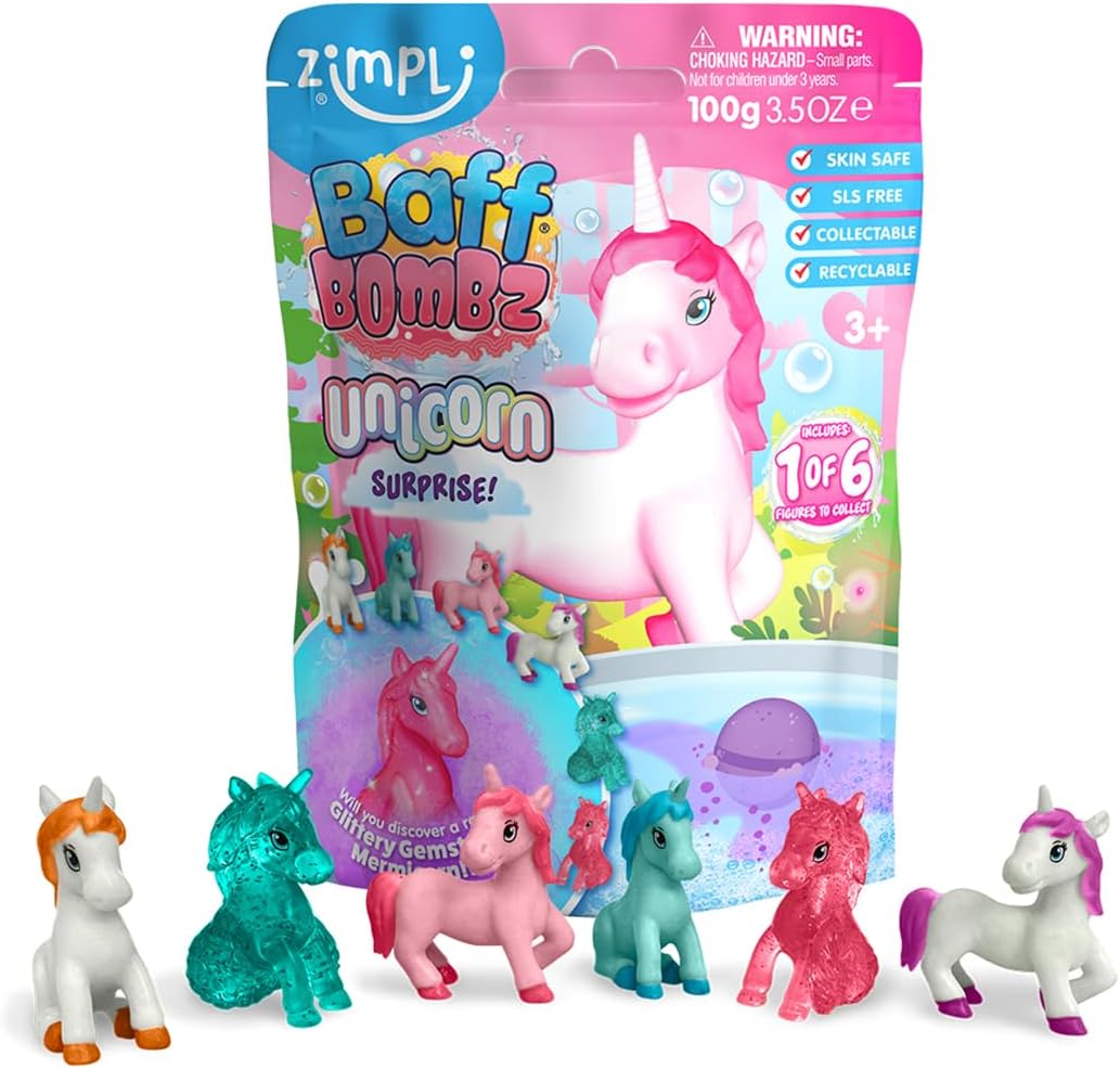 61sSLh3AWaL._AC_SL1100_.jpg Zimpli Kids Large Unicorn Surprise Bath Bomb, 6 Surprise Unicorn Toys to Collect in Total, One Per Bath Bomb, Children's Collectable Bath Toy, Stocking Filler Toy, Xmas Present for Boys & Girls - Image 1
