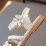 Girls Sandals Toddler Little Girls Sandals with Pearls Flower Summer Breathable Leather Shoes - Image 5