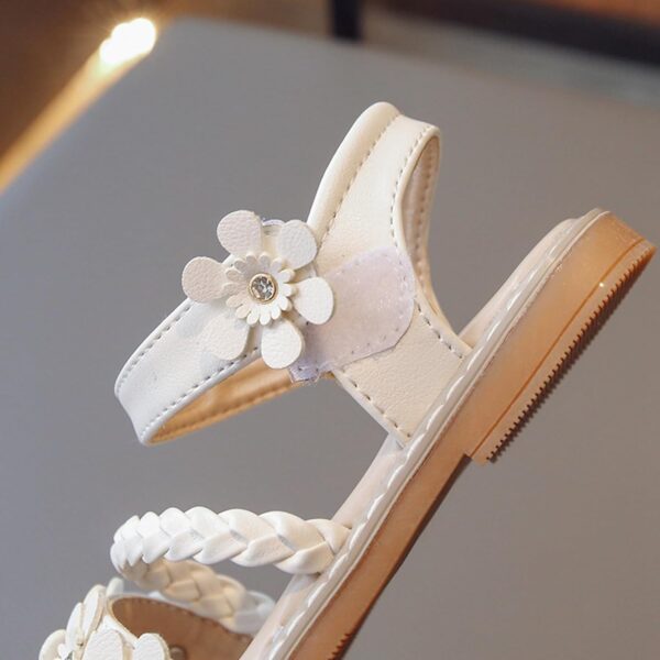 Girls Sandals Toddler Little Girls Sandals with Pearls Flower Summer Breathable Leather Shoes - Image 5