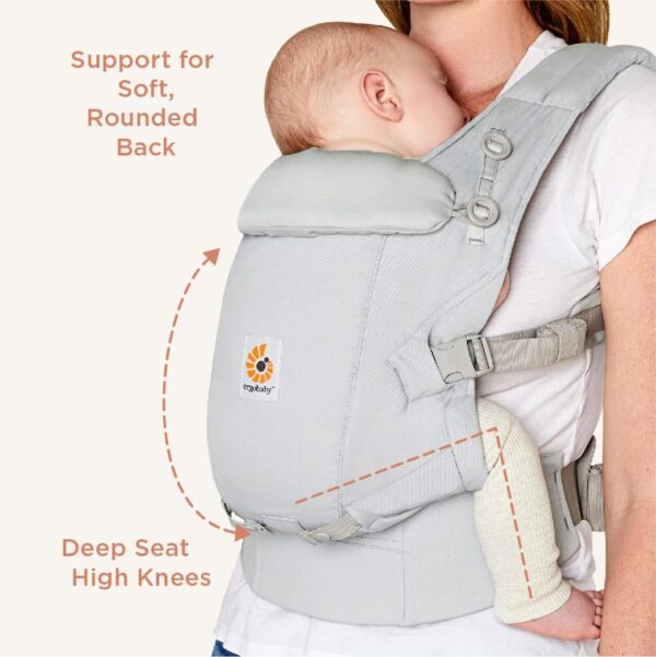 Ergobaby Adapt Baby Carrier for Newborns from Birth, 3 Positions, SoftTouch Cotton, Ergonomic Baby Belly Carrier, Back Carrier, Baby Carrier, Slate Blue - Image 4