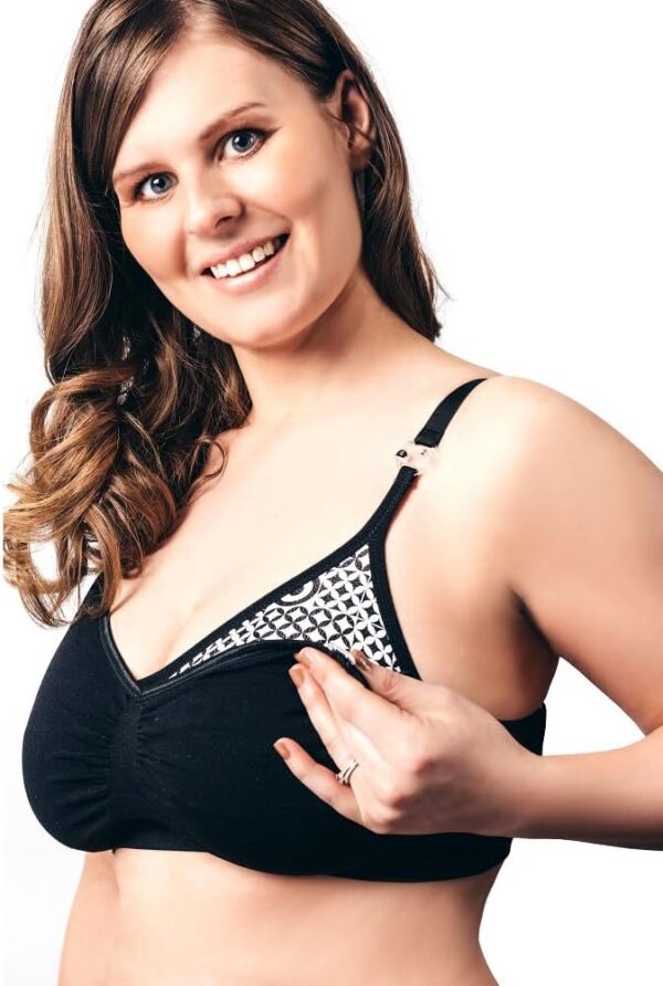 Maya Lux Comfort Bra - Pregnancy, Breastfeeding Bra with Reminder Clasp - Seamless Design - with Original BabyFocus Print - Use with Foam Pads or Breast Pads - Image 6