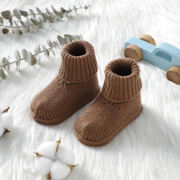 LAWKUL Baby Booties Newborn Babe First Walkers Non-Slip Stay On Boots Crib Shoes Sock Warm Knit Booties for Infant - Image 4