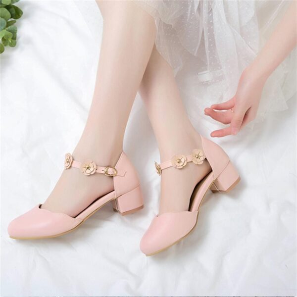 Baby Girl Shoes 12-18 Months Girls Mary Jane Dress Shoes Pumps Low Heels Flower Party High School Prom Sandals Grils Dress Shoes Toddler Slip on Sandals Girls Little Girls Shoes Size 7 - Image 4