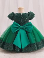 miço kids Girls Sequin Tulle Dress, Girl Ball Gown Birthday Party Outfit, Satin Princess Dress, Flower Girl Wedding Outfit - Image 4