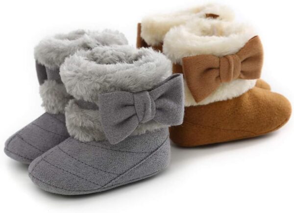 RVROVIC Baby Boys Girls Plush Winter Snow Boots Bowknot Anti Slip Warm Fleece Infant Boots Toddler Prewalkers - Image 6