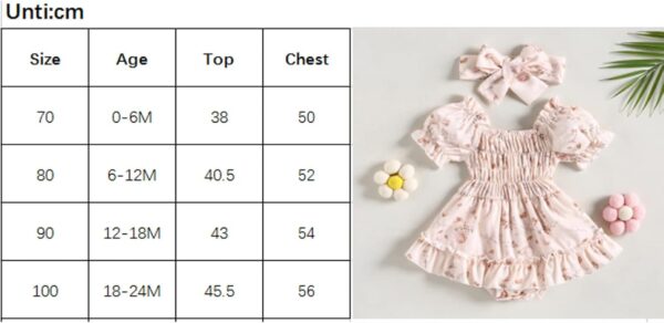Newborn Baby Girl Romper Dress Puff Short Sleeve Ruched JUmpsuit Heanband Infant Summer Cute Clothes - Image 6