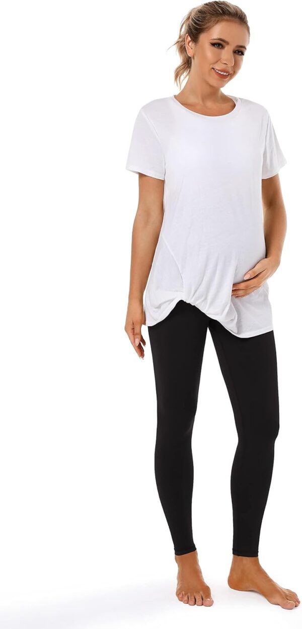 Foucome Women's Over Bump Super Soft Support Maternity Leggings Cropped Pants - Image 6