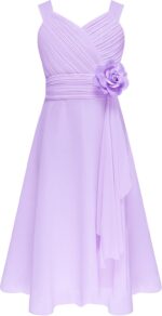 iEFiEL Kids Flower Girl Wedding Party Dress Junior Bridesmaid Dress Ruched A-line Summer Dresses