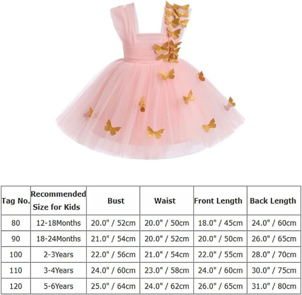Toddlers Flower Girls Dress Kids Baby A-line Butterflies Decorate Sleeveless Tutu Dress for Princess Party Wedding Birthday Bridesmaid - Image 6