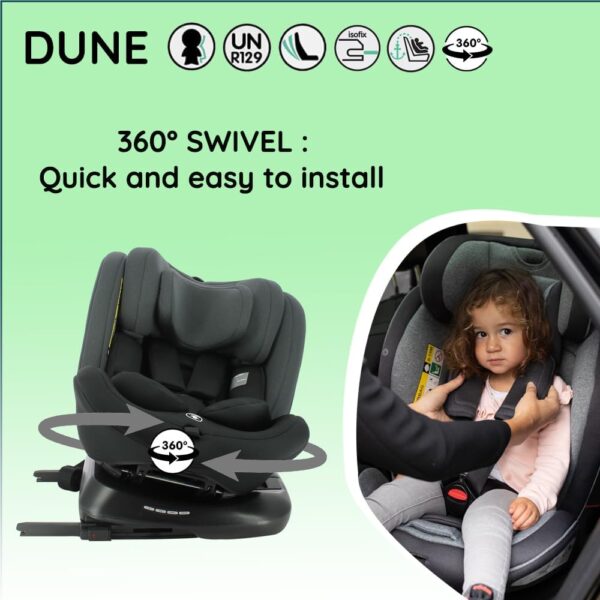 Nania - Dune Car seat 360° Swivel I-Size 40-150 cm - Evolutive from Birth to About 12 Years - Group 0+/1/2/3 - isofix attachments - Side Protectors - Image 4