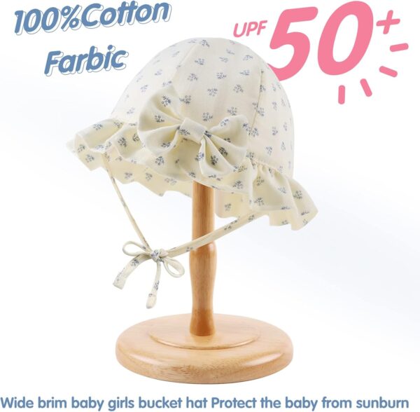XIAOHAWANG Baby Girl Sun Hat Embroidered Flowers Toddler Bucket Hats Summer Cap for Infant Girls - Image 2