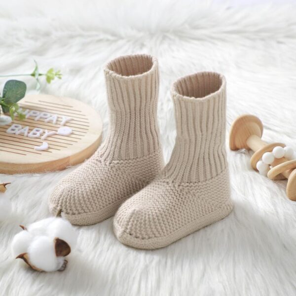 LAWKUL Baby Booties Newborn Babe First Walkers Non-Slip Stay On Boots Crib Shoes Sock Warm Knit Booties for Infant - Image 5