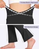 Witwot Girls Flared Leggings V Cross High Waisted Yoga Pants Kids Athletic Pants with Pocket - Image 3