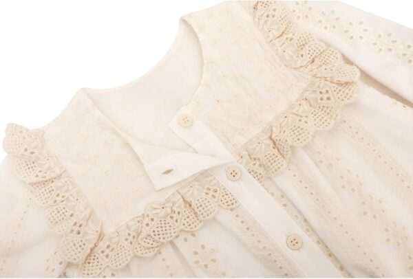 Lilax Toddler Girls' Long Sleeve Lace Embroidered Button Down Dress with Matching Bag - Image 5