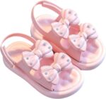Baby Infant 𝗣ink Bow Pearl Foam Sandals With Strap Summer Casual Toddler Girls Flat Wide Shoes Slip On Shower Loafers Toddler Sandals Size 9 Girls Kids Jelly Shoes Boys(Red, 8 Toddler)