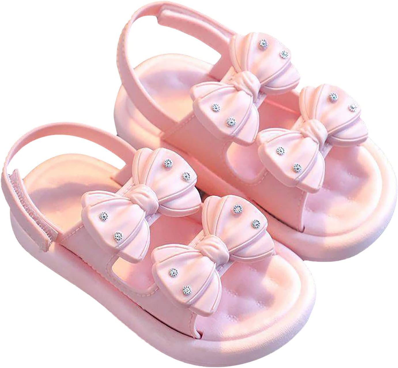 61wB9oGnVJL._AC_SL1500_.jpg Baby Infant 𝗣ink Bow Pearl Foam Sandals With Strap Summer Casual Toddler Girls Flat Wide Shoes Slip On Shower Loafers Toddler Sandals Size 9 Girls Kids Jelly Shoes Boys(Red, 8 Toddler) - Image 1