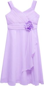 iEFiEL Kids Flower Girl Wedding Party Dress Junior Bridesmaid Dress Ruched A-line Summer Dresses - Image 7
