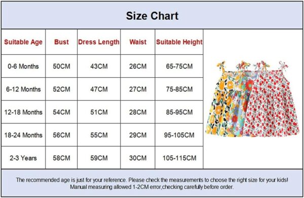 amropi Baby Girl's Flower Printed Dress 3 Pieces Sleeveless Cotton Summer Causal Dresses for 0-3 Years - Image 7